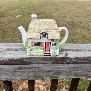 Vintage Hand Painted English Country Cottage Collector's Teapot